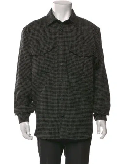 Pre-owned Filson Virgin Wool Houndstooth Print Shirt In Green