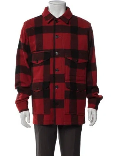 Pre-owned Filson Virgin Wool Plaid Print Peacoat In Blue