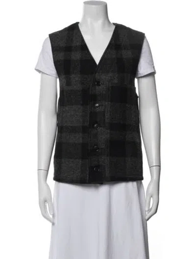 Pre-owned Filson Virgin Wool Plaid Print Vest In Blue