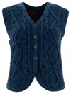 Filson W's 3gg Rustic Cable Knit Vest Knitwear Blue