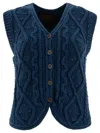 Filson W's 3gg Rustic Cable Knit Vest Knitwear Blue