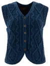 Filson W's 3gg Rustic Cable Knit Vest Knitwear Blue In Blue