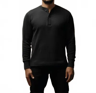 Filson Waffle Knit Henley Tee In Faded Black In Multi