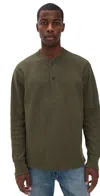 Filson Waffle Knit Henley Top Mossy Rock In Gray