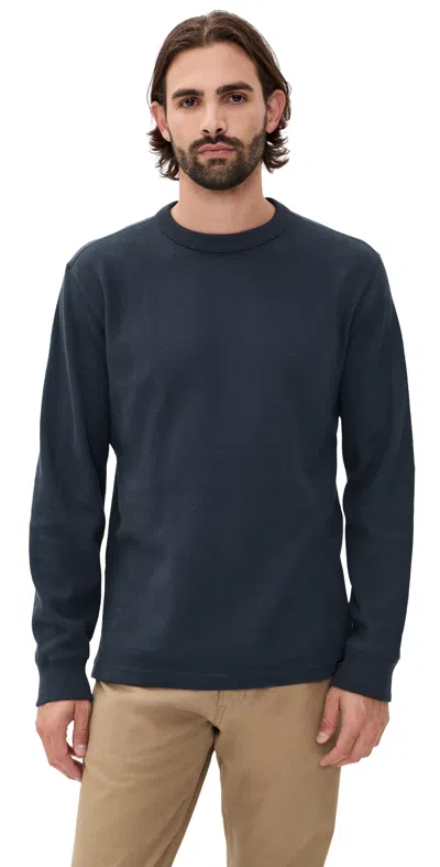 Filson Waffle Knit Thermal Crewneck Blue Mussel In Black