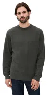 Filson Waffle Knit Thermal Crewneck Charcoal In Green
