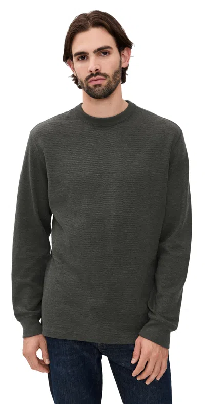 Filson Waffle Knit Thermal Crewneck Charcoal In Green