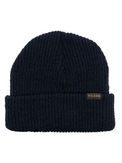 Filson Watch Ribbed Wool Beanie In Blue