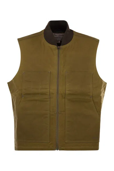 Filson Waxed Cotton Vest In Brown