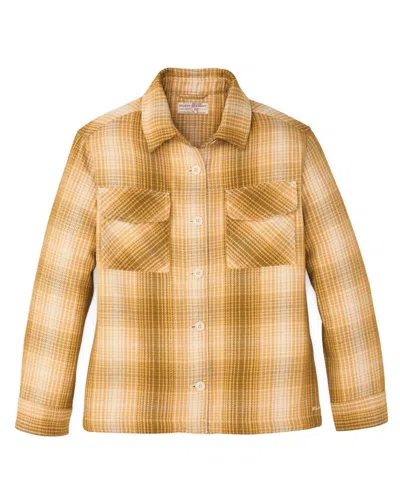 Filson Women's Deer Island Jacket Shirt In Ochre / Cream Plaid In Multi
