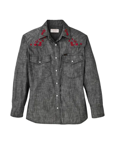 Filson Women's Embroidered Shirt In Black Chambray / Western