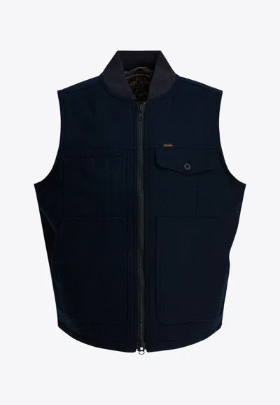 Filson Wool-blend Zip-up Vest In Blue