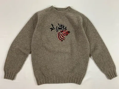 Pre-owned Filson Wool Embroidered Sweater Oyster Size L In Gray