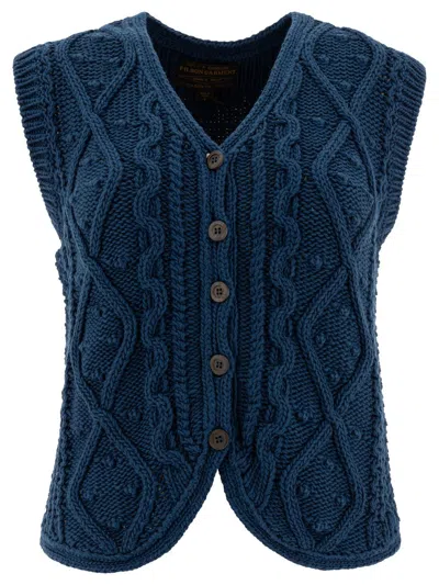 Filson W's 3gg Rustic Cable Knit Vest Knitwear Blue