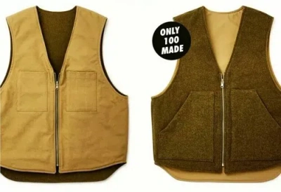 Pre-owned Filson X Governor Baxter Reversible Vest 20230335 Dark Cc Tan Olive Made In Usa