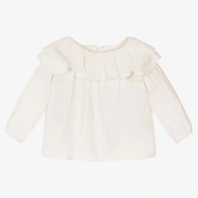 Fina Ejerique Baby Girls Ivory Cotton Blouse In White