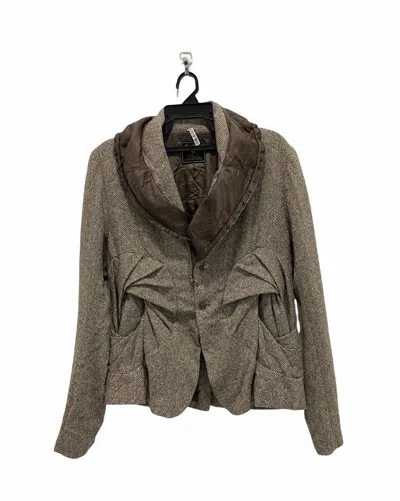 Pre-owned Final Home X Issey Miyake Final Home By Kosuke Tsumura Brown Drape Collar Wool Jacket