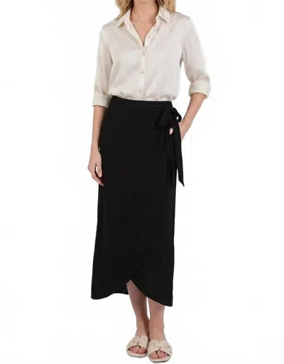 Final Touch Aria Side Tie Wrap Midi Skirt In Black