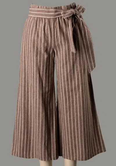 Final Touch Cotton Pants In Brown With Stripes In Beige