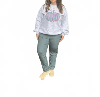 Final Touch Dusty Demin Woven Roll-up Pants In Blue-green