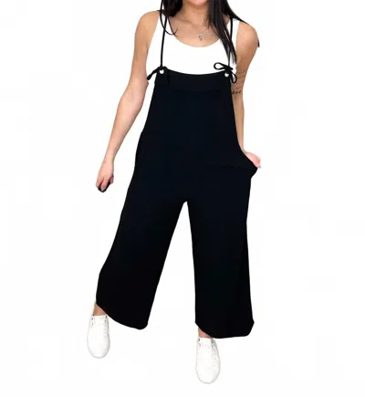 Final Touch Lightweight Wide Leg Cropped Jumpsuit In Black