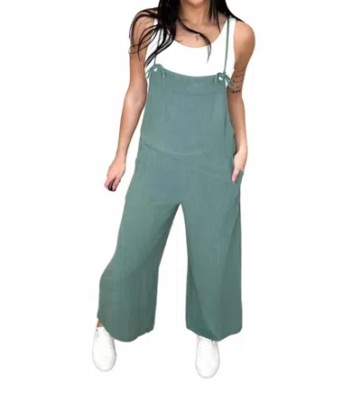 Final Touch Lightweight Wide Leg Cropped Jumpsuit In Green