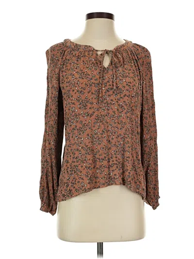 Pre-owned Final Touch Long Sleeve Blouse In Brown
