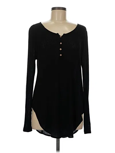 Pre-owned Final Touch Long Sleeve Henley Shirt In Black