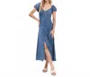 Final Touch Short Sleeve Midi Dress In Blue In Blue