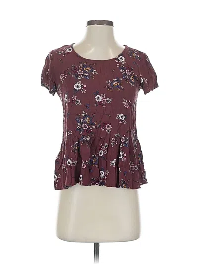 Pre-owned Final Touch Short Sleeve Top Burgundy Sweetheart Neckline Tops