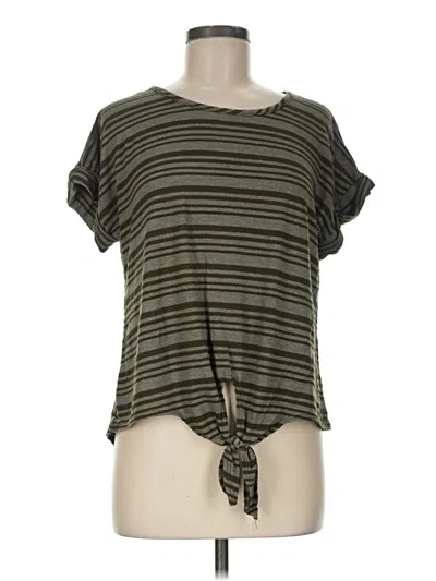 Pre-owned Final Touch Short Sleeve Top Green Keyhole Neckline Tops