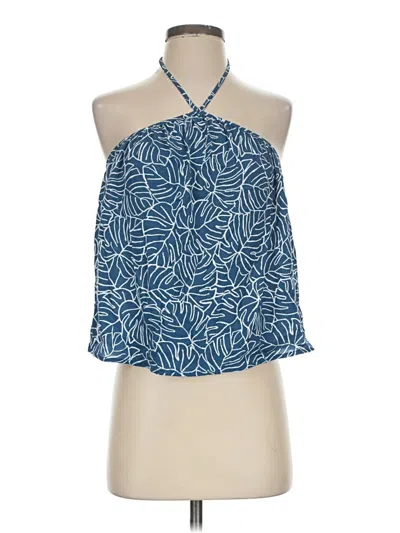 Pre-owned Final Touch Tank Top Blue Halter Neckline Tops
