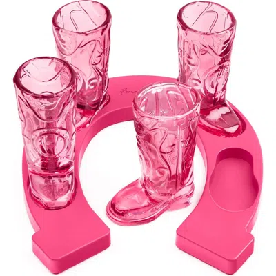 Final Touch Wild West Cowboy Boot Shotglass Set In Pink