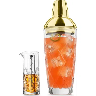 Final Touch Yarai Glass Cocktail Shaker & Jigger Set In Brass