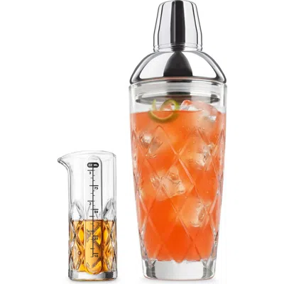 Final Touch Yarai Glass Cocktail Shaker & Jigger Set In Silver