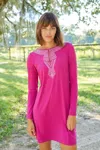Final Sale Merlot Metallic Keyhole Dress In Red