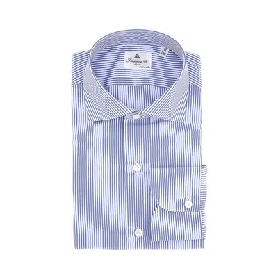 Finamore 1925 170 Two-ply Cotton Poplin Shirt In Blue