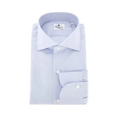 Finamore 1925 170 Two-ply Cotton Poplin Shirt In Blue
