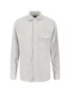 Finamore 1925 Minimalist Grey Shirt With Button-down Front And Long Sleeves In White