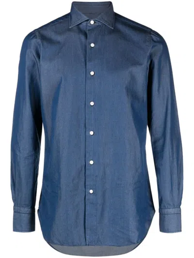 Finamore 1925 Regular Fit Denim Shirt In Blue