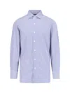 Finamore 1925 Finamore Blue Cotton Striped 1925 Button-up Shirt In Blue