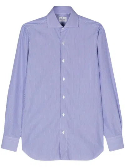 Finamore 1925 Blue Long Sleeve Striped Shirt