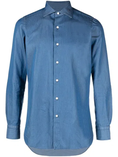 Finamore 1925 Regular Fit Denim Shirt In Blue