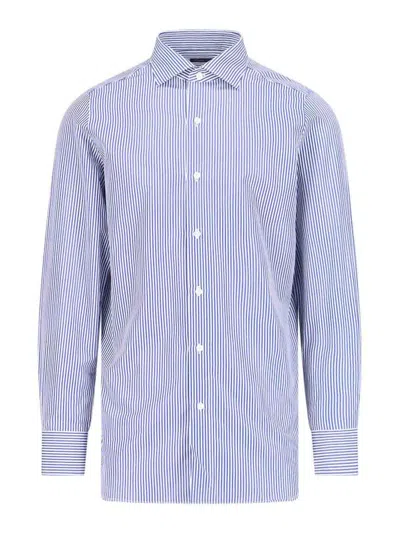 Finamore 1925 Striped Shirt In Blue