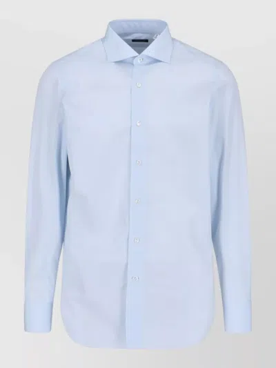 Finamore 1925 Casual Shirt Button Down Collar Long Sleeves In Blue