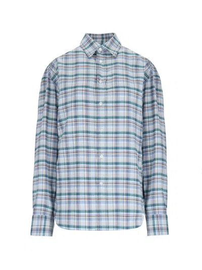 Finamore 1925 Check Shirt "oriana" In Light Blue