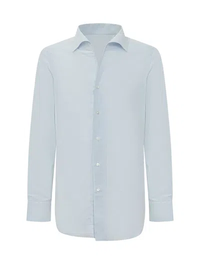 Finamore 1925 Classic Mini Linen-cotton Blend Shirt In Azzurro