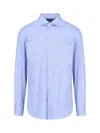 Finamore 1925 Classic Shirt In Light Blue Cotton Classic Collar