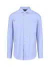 Finamore 1925 Classic Shirt In Light Blue Cotton Classic Collar
