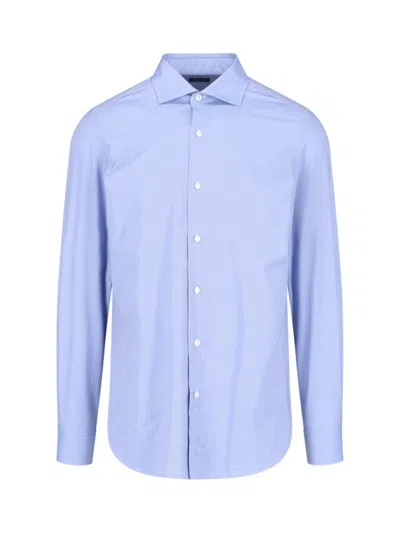 FINAMORE 1925 1925 CLASSIC SHIRT IN LIGHT BLUE COTTON CLASSIC COLLAR